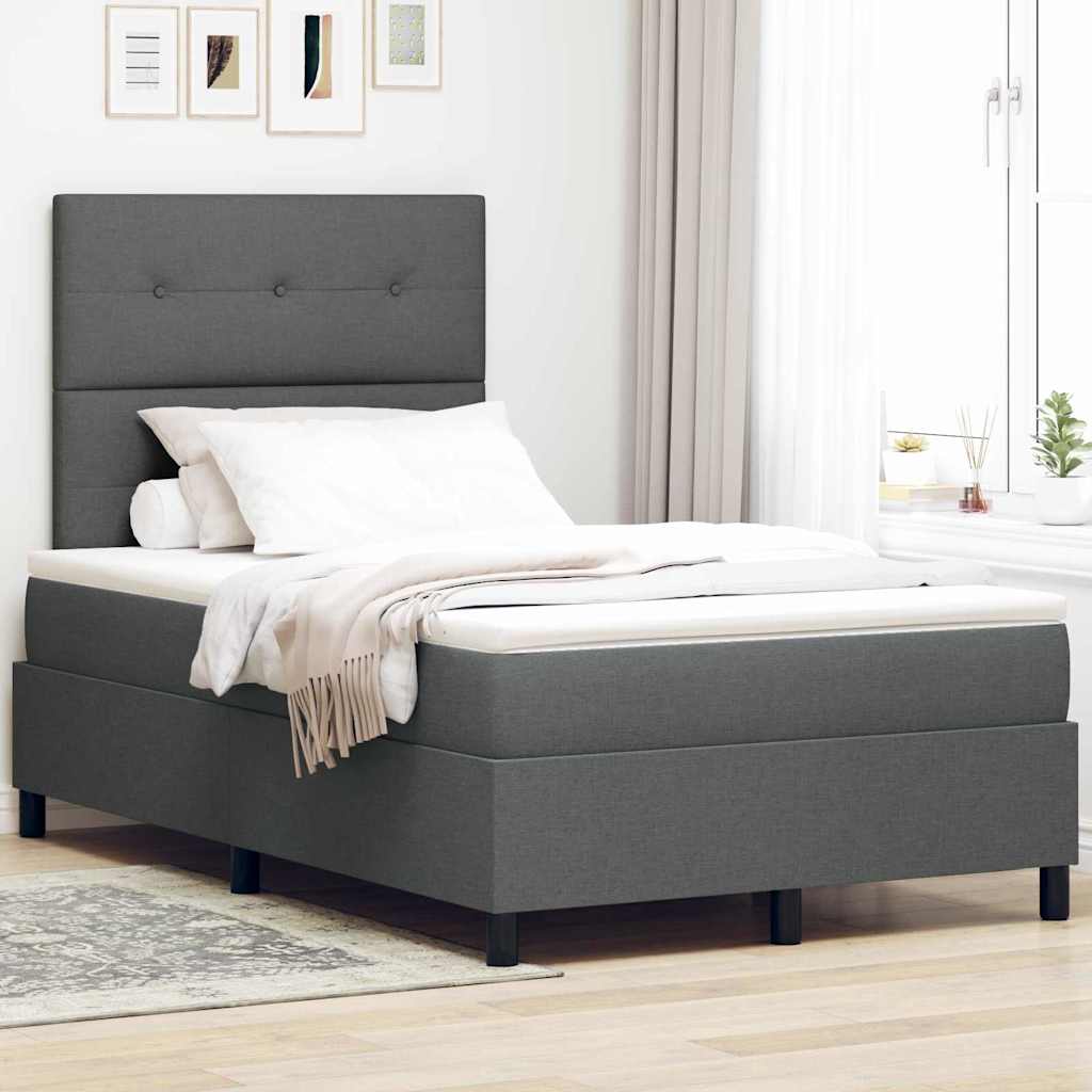 Box spring seng med LED-lysstrimler Mrkegr 120 x 190 cm Stof