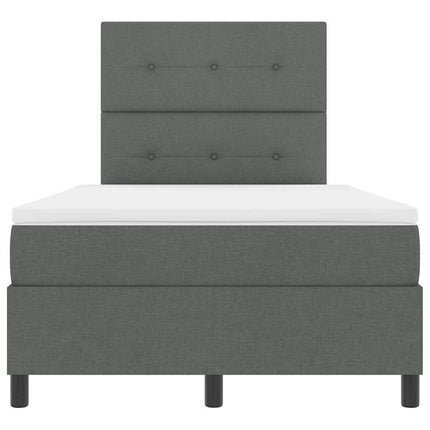 Box spring seng med LED-lysstrimler Mørkegrå 120 x 190 cm Stof