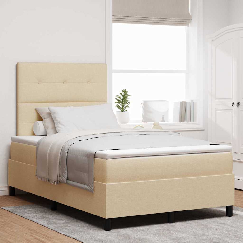 Box spring seng med LED-lysstrimler Creme 120 x 190 cm Stof
