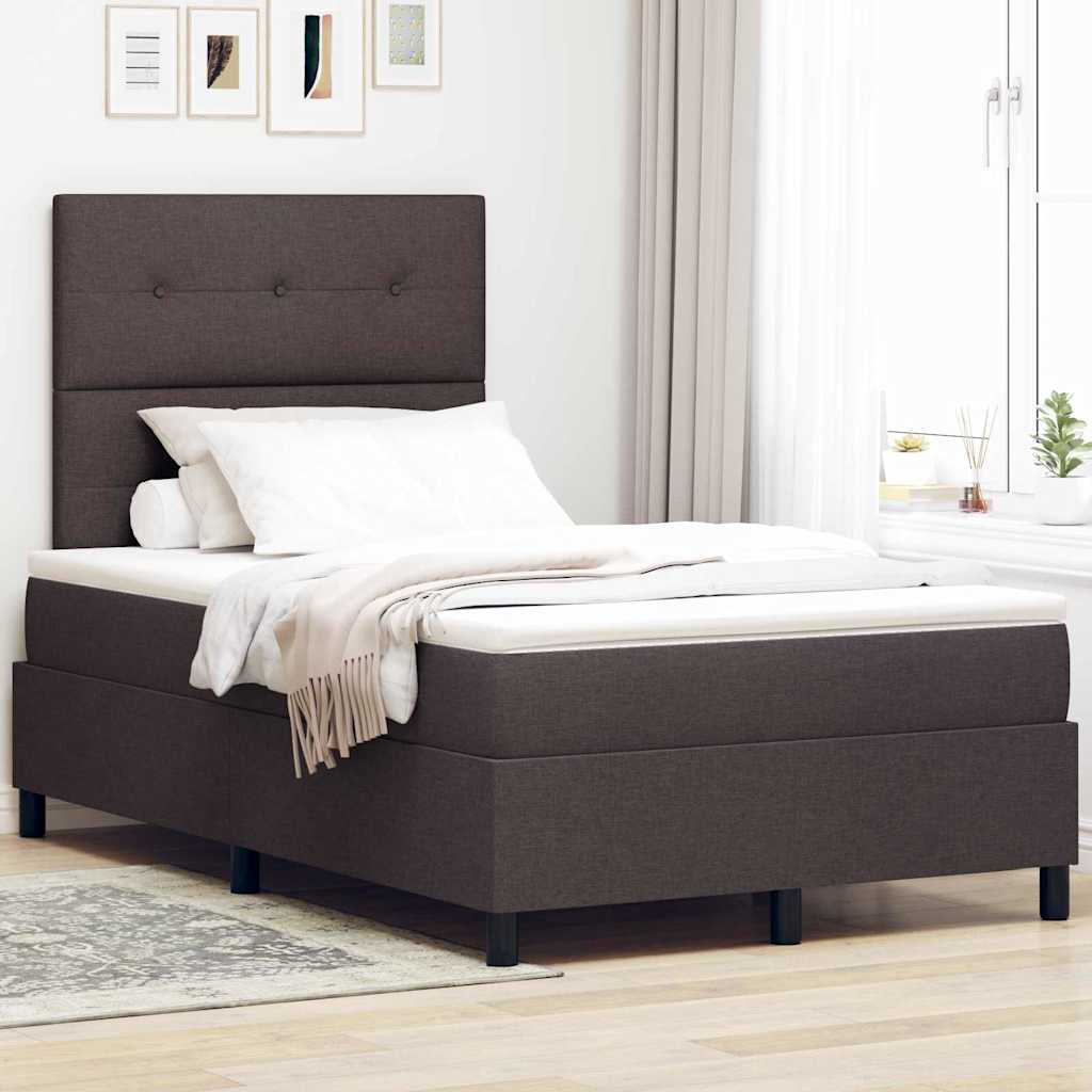 Box spring seng med LED-lysstrimler Mrkebrun 120 x 200 cm Stof