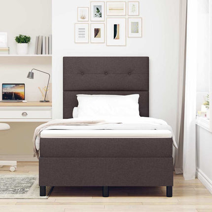 Box spring seng med LED-lysstrimler Mørkebrun 120 x 200 cm Stof
