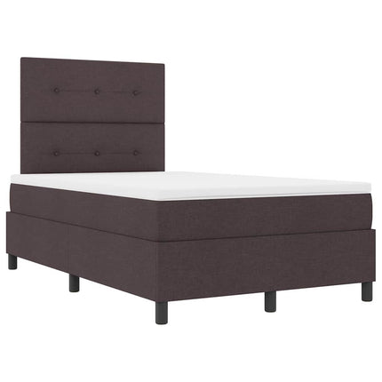 Box spring seng med LED-lysstrimler Mørkebrun 120 x 200 cm Stof