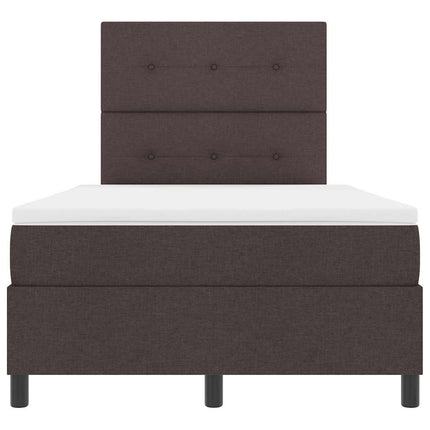 Box spring seng med LED-lysstrimler Mørkebrun 120 x 200 cm Stof