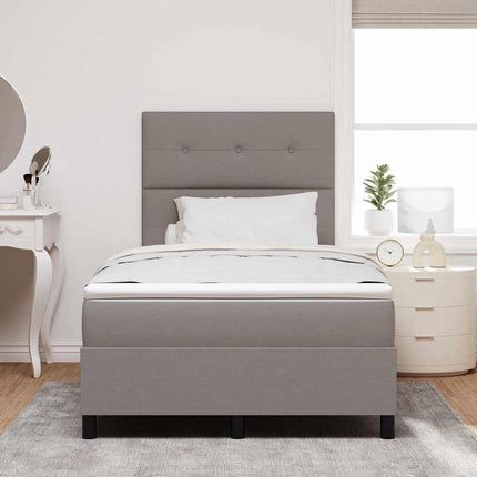 Box spring seng med LED-lysstrimler Gråbrun 120 x 200 cm Stof