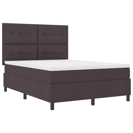 Box spring seng med LED-lysstrimler Mørkebrun 140 x 200 cm Stof