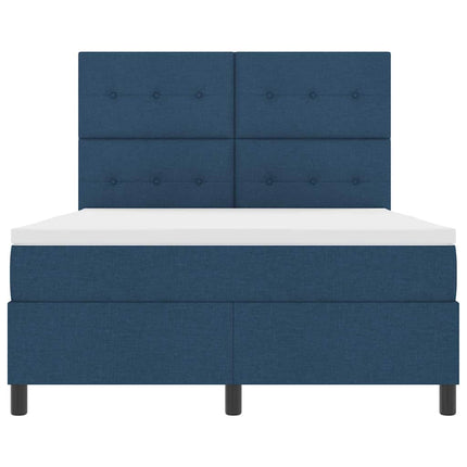 Box spring seng med LED-lysstrimler Blå 140 x 200 cm Stof