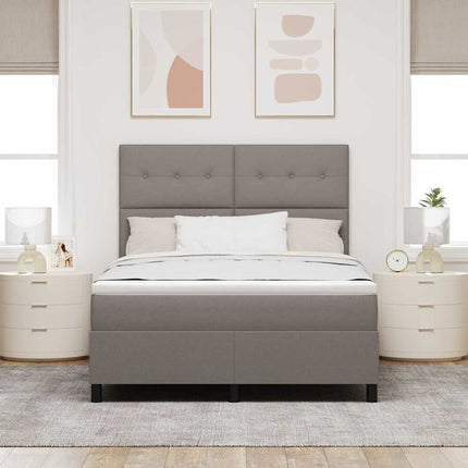 Box spring seng med LED-lysstrimler Gråbrun 160 x 200 cm Stof