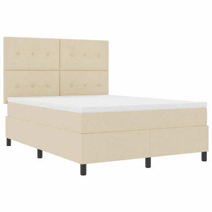 Box spring seng med LED-lysstrimler Creme 160 x 200 cm Stof