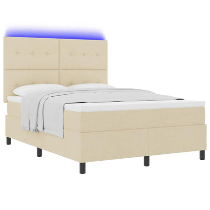 Box spring seng med LED-lysstrimler Creme 160 x 200 cm Stof