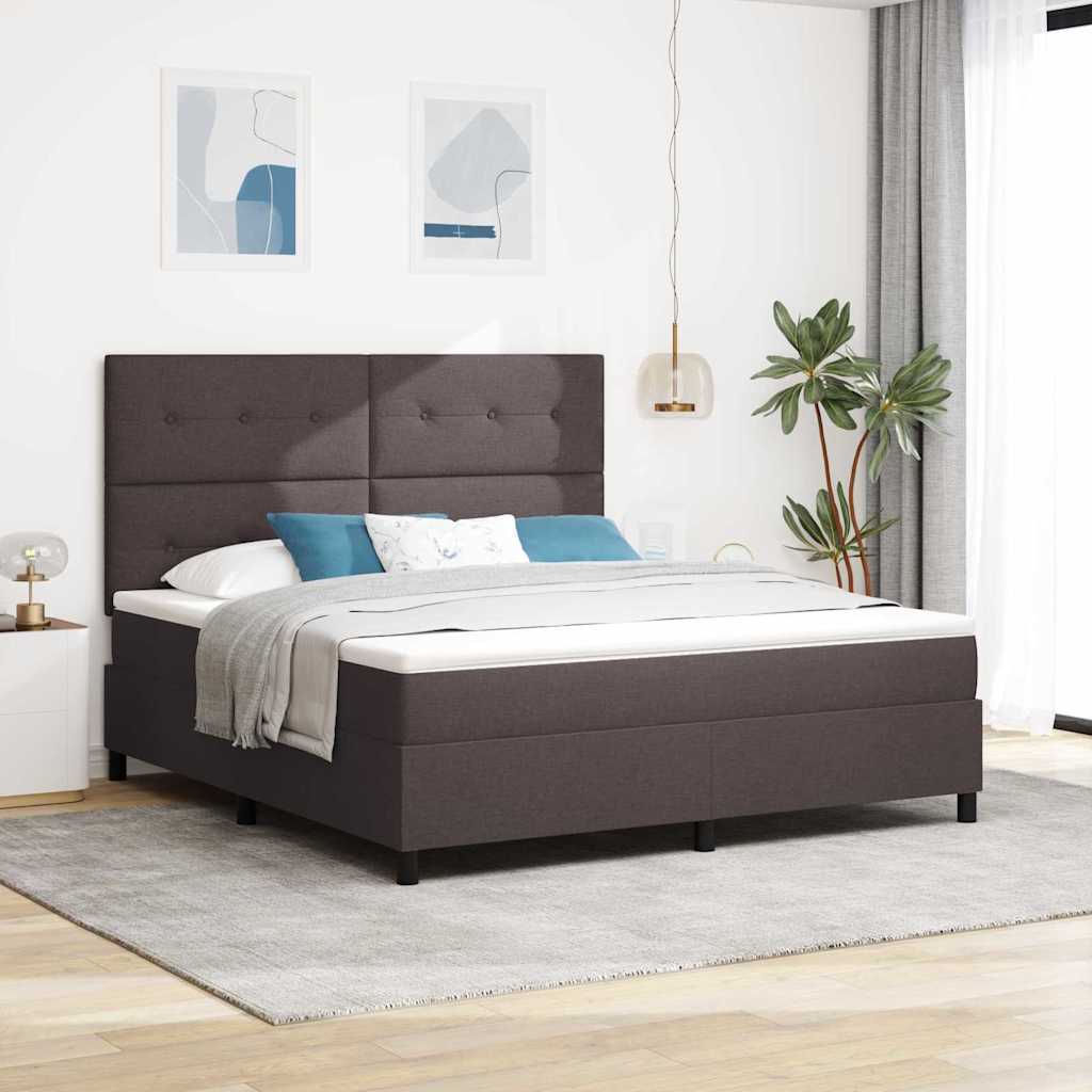 Box spring seng med LED-lysstrimler Mrkebrun 180 x 200 cm Stof