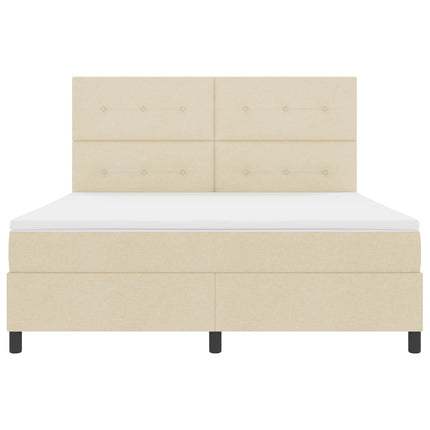 Box spring seng med LED-lysstrimler Creme 180 x 200 cm Stof
