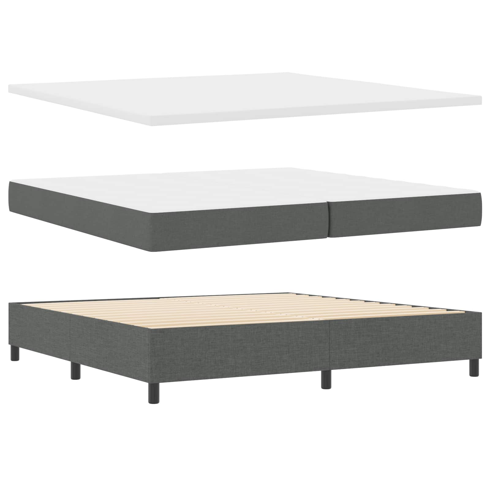 Box spring seng med LED-lysstrimler Mrkegr 200 x 200 cm Stof
