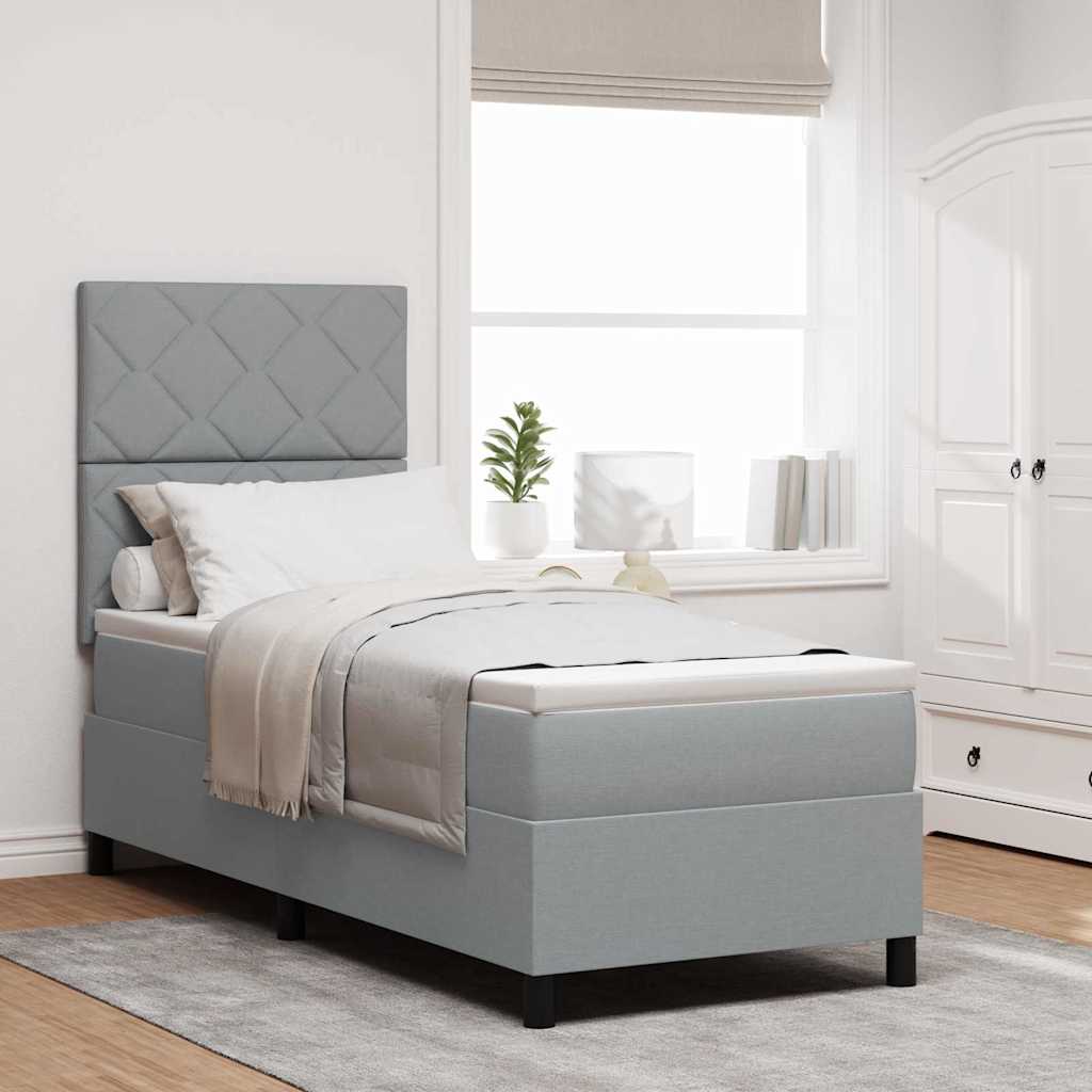 Box spring seng med LED-lysstrimler Lysegr 80 x 200 cm Stof