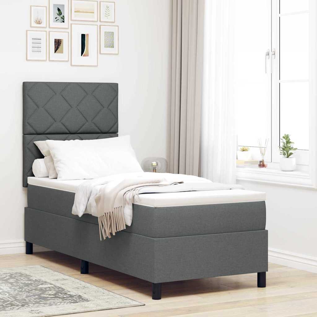 Box spring seng med LED-lysstrimler Mrkegr 80 x 200 cm Stof