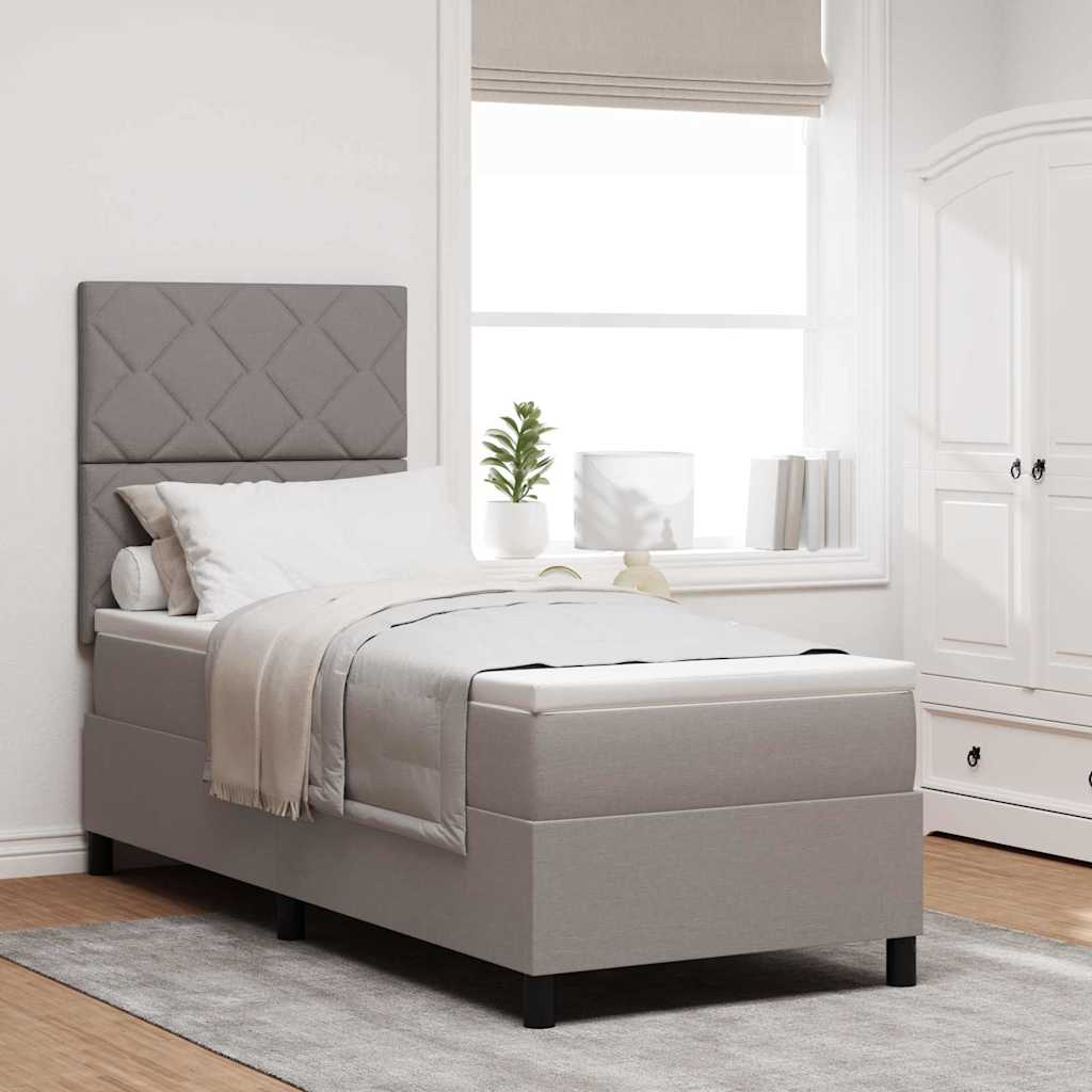 Box spring seng med LED-lysstrimler Grbrun 80 x 200 cm Stof