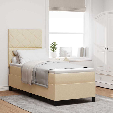 Box spring seng med madras med LED Creme 80 x 200 cm Stof