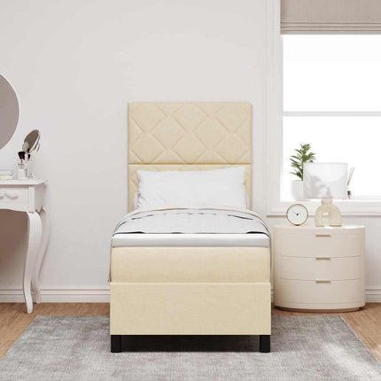 Box spring seng med madras med LED Creme 80 x 200 cm Stof