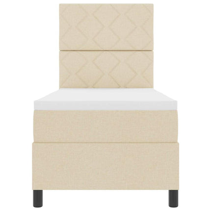 Box spring seng med madras med LED Creme 80 x 200 cm Stof