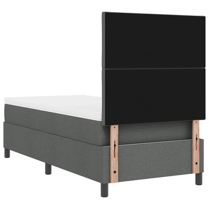 Box spring seng med LED-lysstrimler Mørkegrå 90 x 190 cm Stof