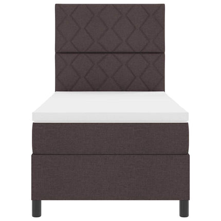 Box spring seng med LED-lysstrimler Mørkebrun 90 x 190 cm Stof