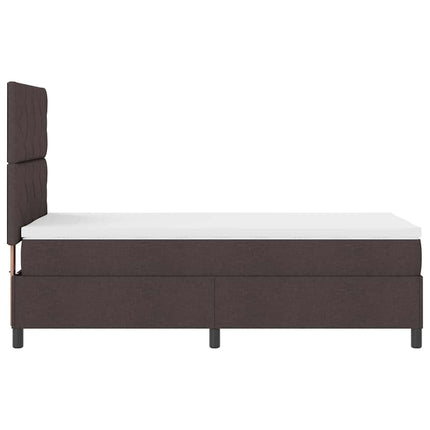 Box spring seng med LED-lysstrimler Mørkebrun 90 x 190 cm Stof