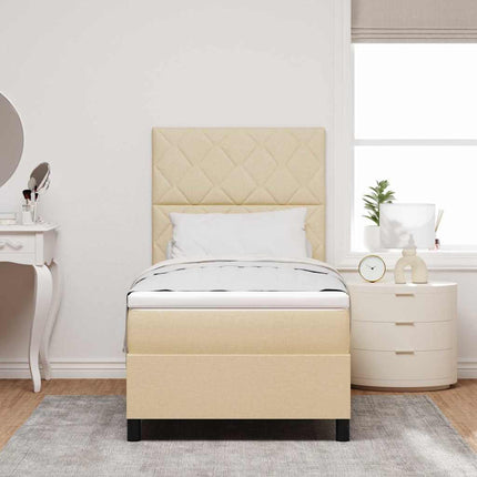 Box spring seng med LED-lysstrimler Creme 90 x 190 cm Stof