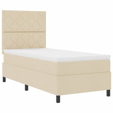 Box spring seng med LED-lysstrimler Creme 90 x 190 cm Stof