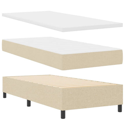 Box spring seng med LED-lysstrimler Creme 90 x 190 cm Stof