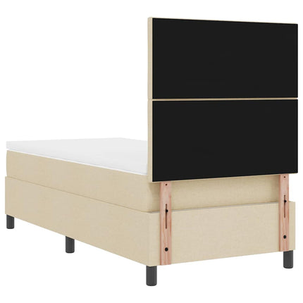 Box spring seng med LED-lysstrimler Creme 90 x 190 cm Stof