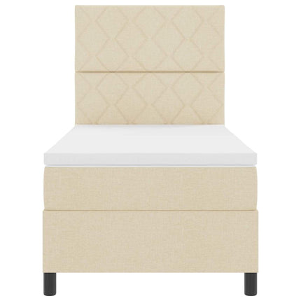 Box spring seng med LED-lysstrimler Creme 90 x 190 cm Stof