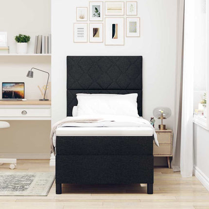 Box spring seng med LED-lysstrimler Sort 90 x 200 cm Stof