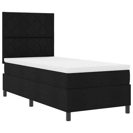 Box spring seng med LED-lysstrimler Sort 90 x 200 cm Stof
