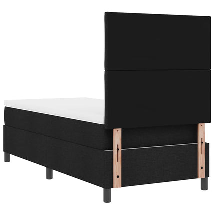 Box spring seng med LED-lysstrimler Sort 90 x 200 cm Stof