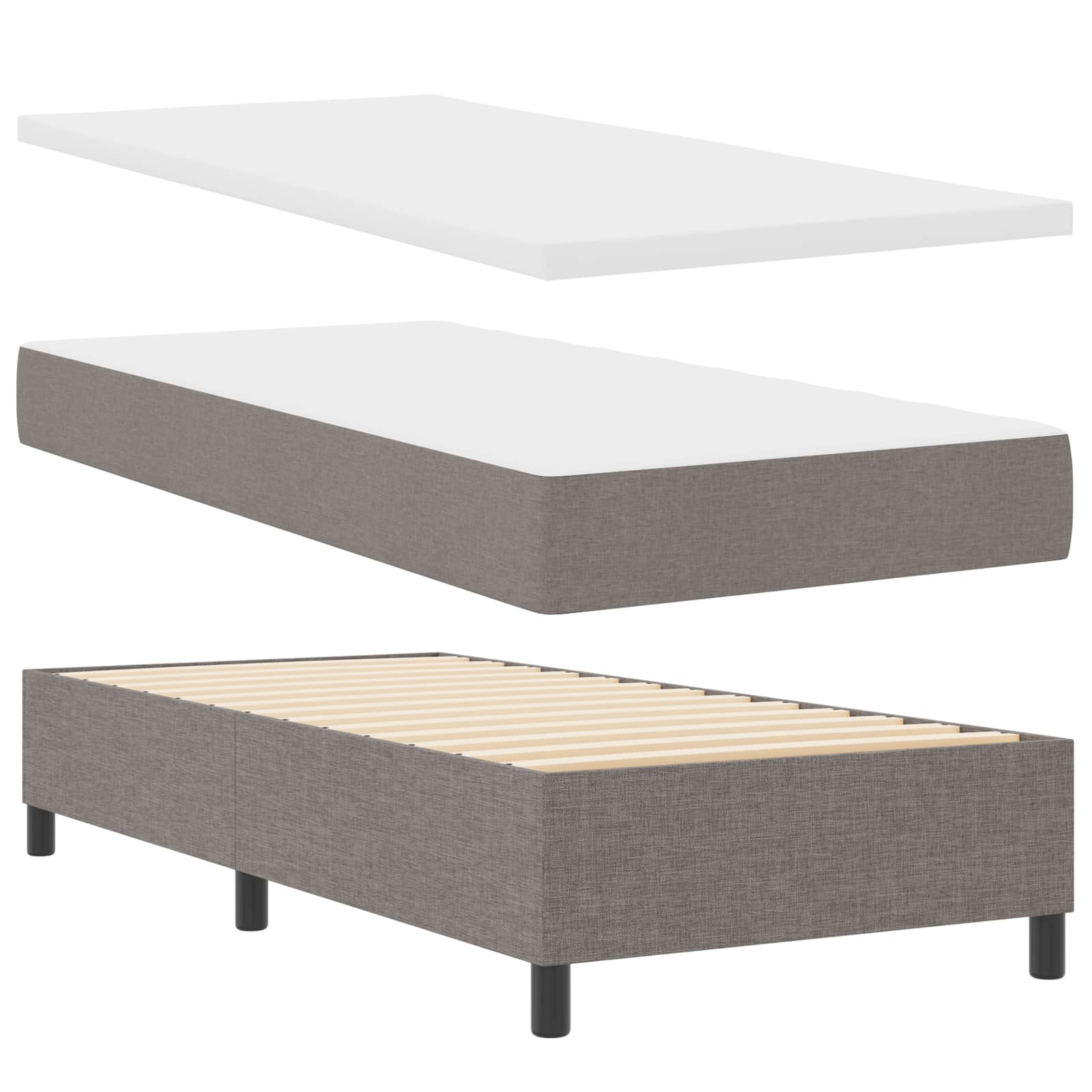 Box spring seng med LED-lysstrimler Grbrun 100 x 200 cm Stof