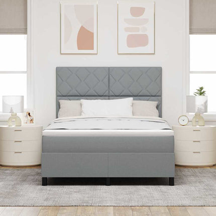 Box spring seng med LED-lysstrimler Lysegrå 140 x 190 cm Stof