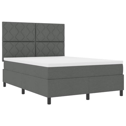Box spring seng med LED-lysstrimler Mørkegrå 140 x 190 cm Stof