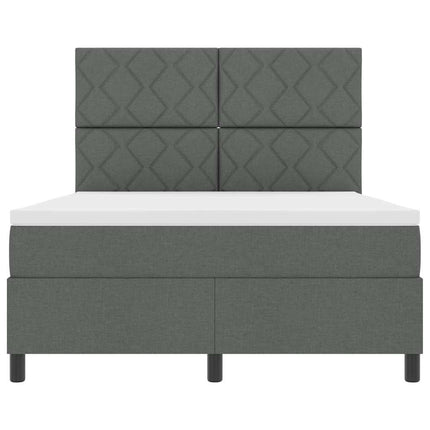 Box spring seng med LED-lysstrimler Mørkegrå 140 x 190 cm Stof