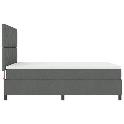 Box spring seng med LED-lysstrimler Mørkegrå 140 x 190 cm Stof