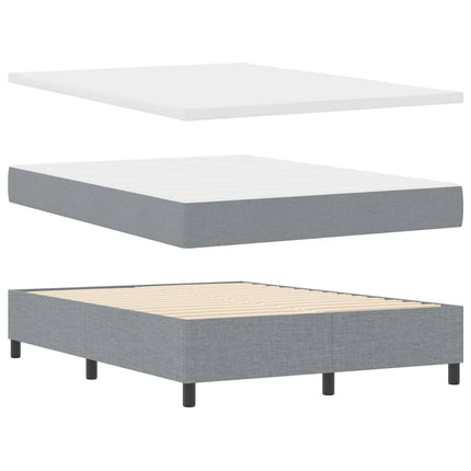 Box spring seng med LED-lysstrimler Lysegrå 140 x 200 cm Stof