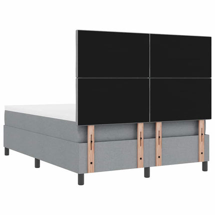 Box spring seng med LED-lysstrimler Lysegrå 140 x 200 cm Stof