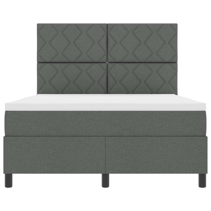 Box spring seng med LED-lysstrimler Mørkegrå 160 x 200 cm Stof