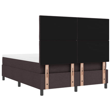 Box spring seng med LED-lysstrimler Mørkebrun 160 x 200 cm Stof