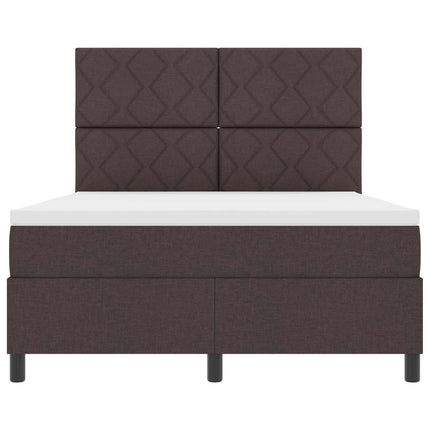 Box spring seng med LED-lysstrimler Mørkebrun 160 x 200 cm Stof