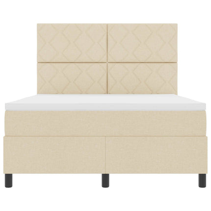 Box spring seng med LED-lysstrimler Creme 160 x 200 cm Stof