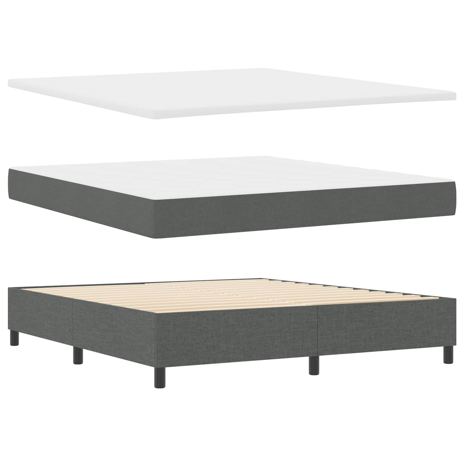 Box spring seng med LED-lysstrimler Mrkegr 180 x 200 cm Stof