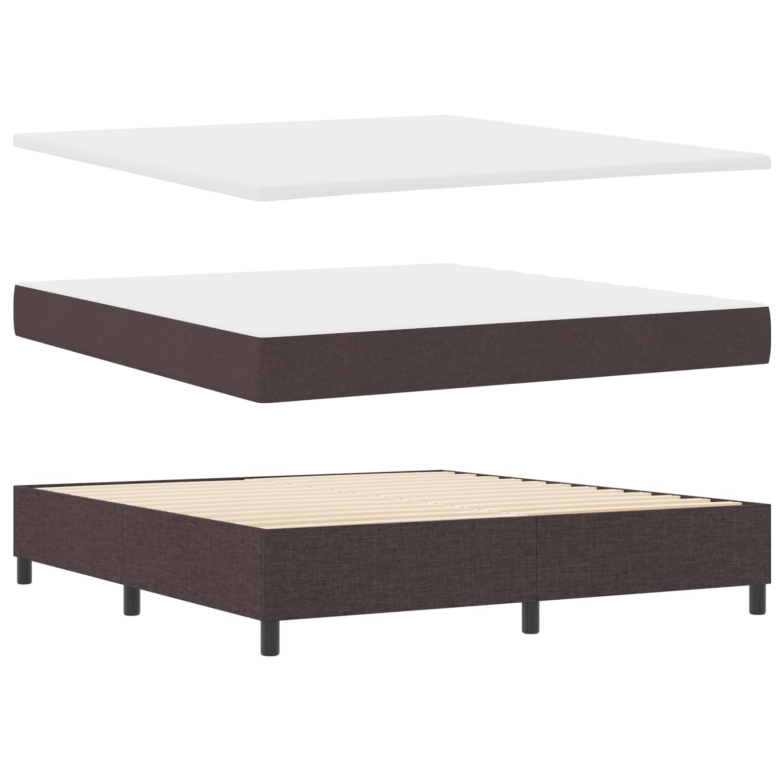 Box spring seng med LED-lysstrimler Mrkebrun 180 x 200 cm Stof