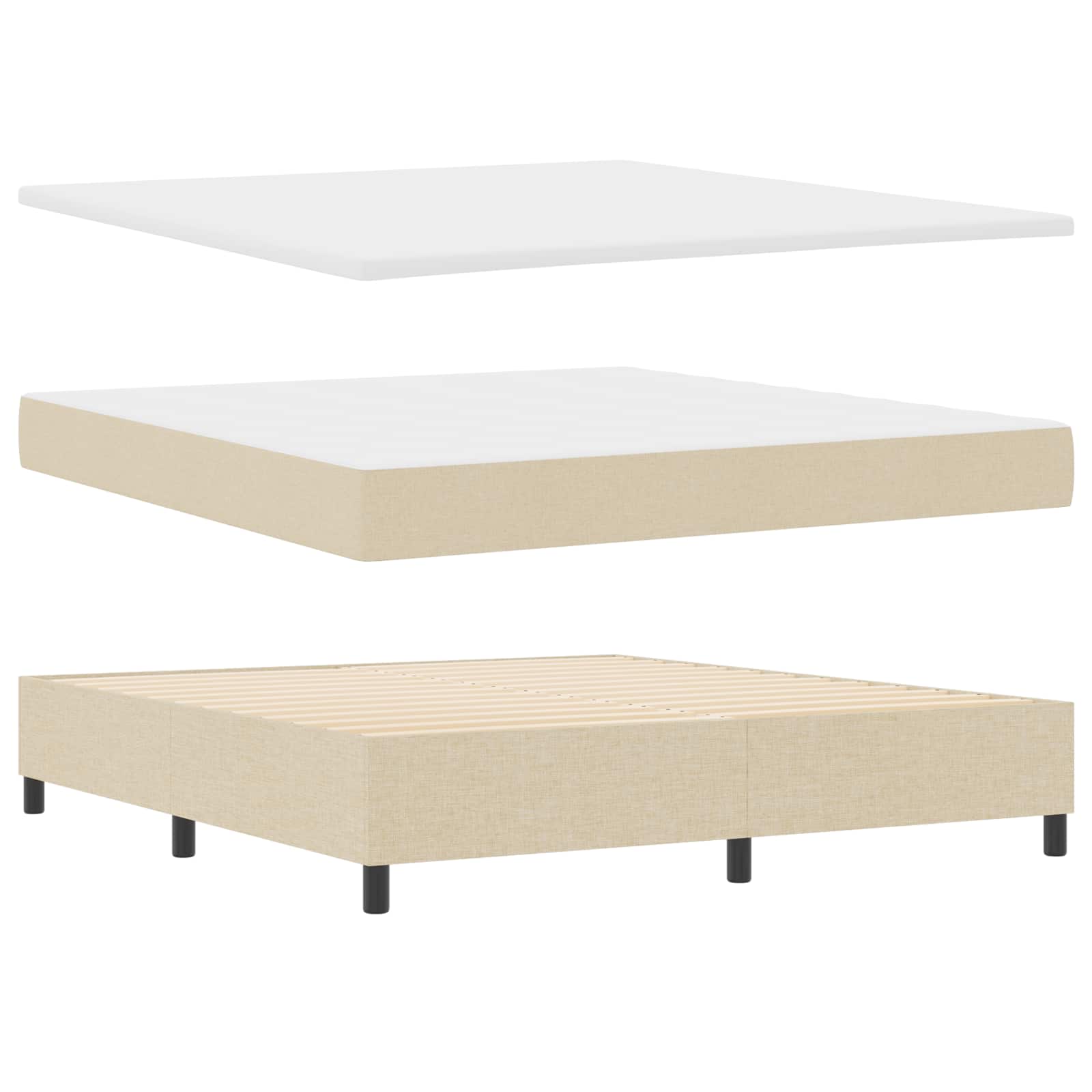 Box spring seng med LED-lysstrimler Creme 180 x 200 cm Stof