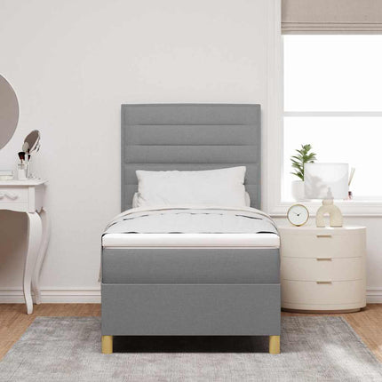 LED Box Spring Bed med hovedgærde Lysegrå 80 x 200 cm Stof