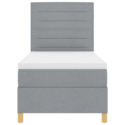LED Box Spring Bed med hovedgærde Lysegrå 90 x 200 cm Stof