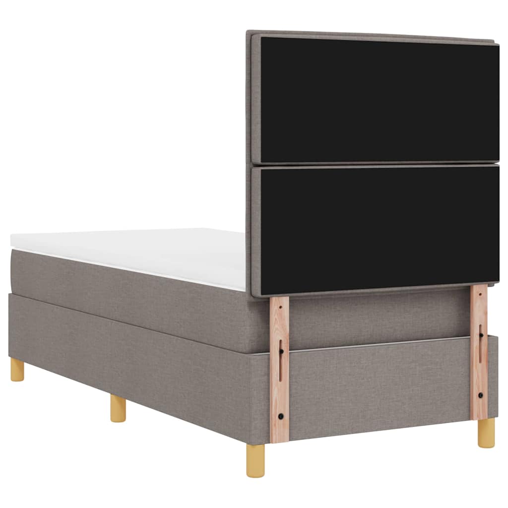LED Box Spring Bed med madras Gråbrun 90 x 200 cm Stof
